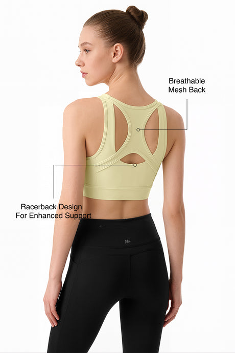 Power™ Front Zip Full Coverage Racerback Mesh Running Bra | Women's High Support Sports Bra