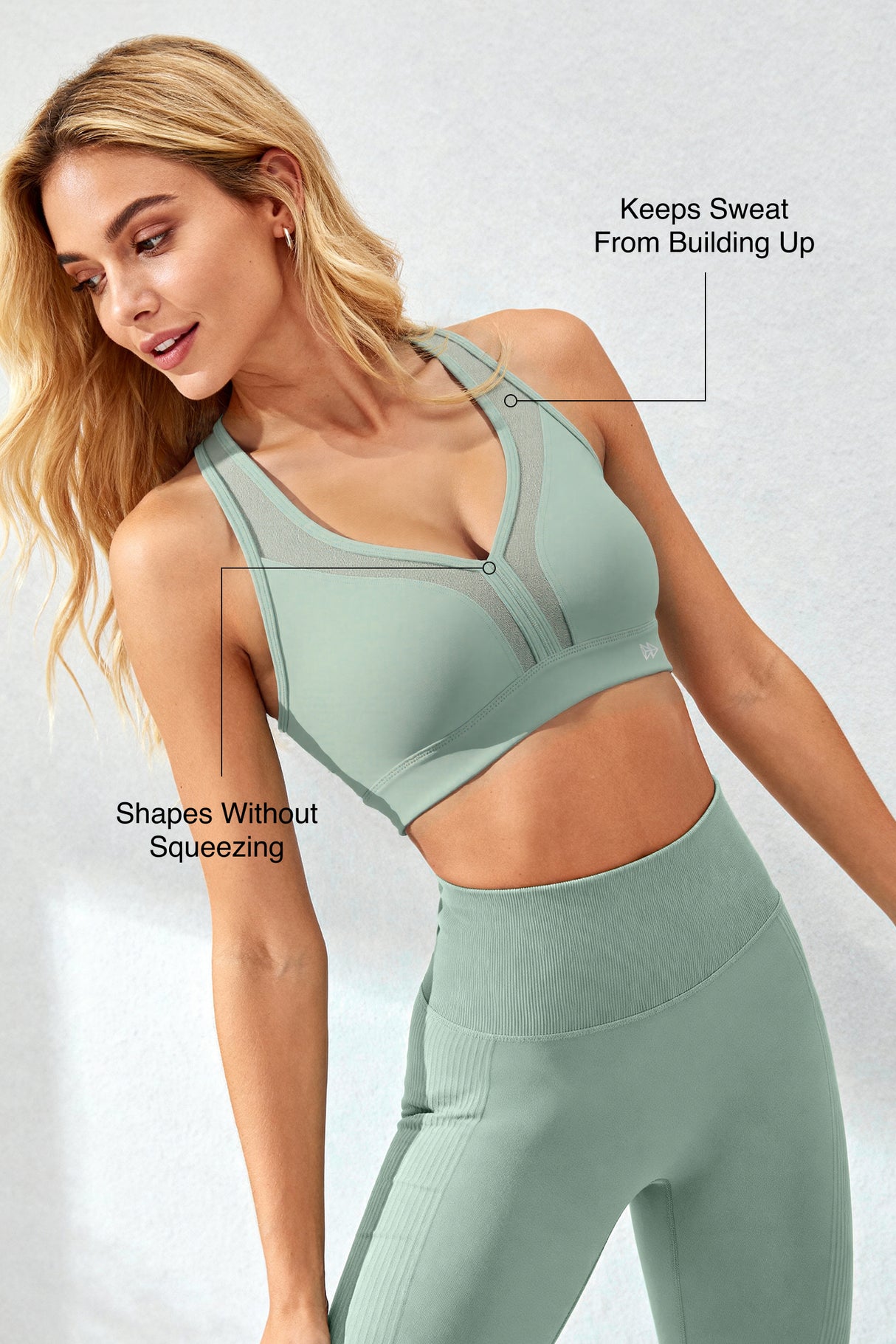 Reggiseno da corsa imbottito con scollo a V e schiena incrociata Power | Reggiseno sportivo ad alto sostegno da donna