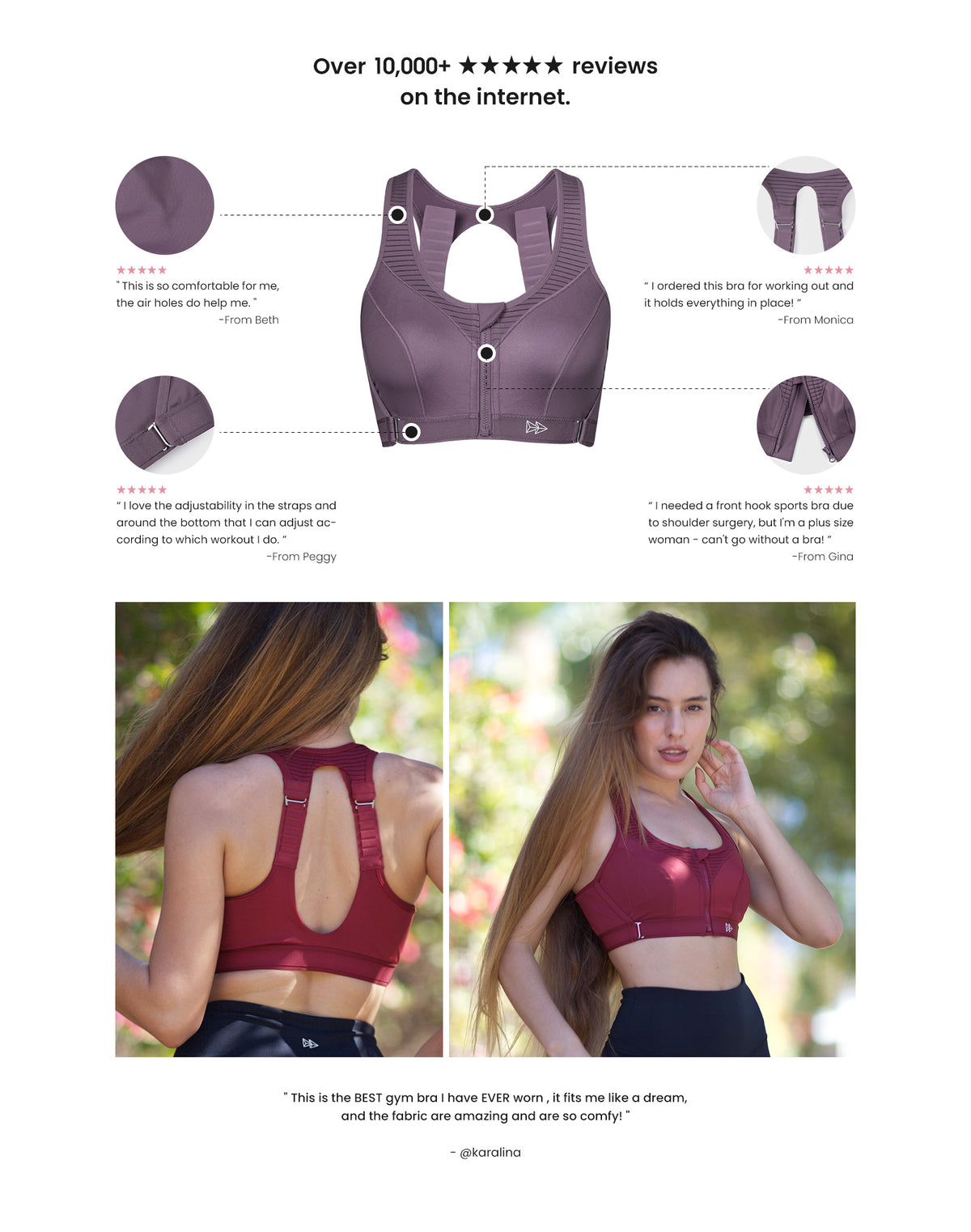 Sujetador para correr acolchado y ajustable Power | Sujetador deportivo de alta sujeción para mujer
