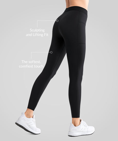 Power™ High Waist Logo Pockets Lined Running Leggings 24'' | Women's High Support Leggings