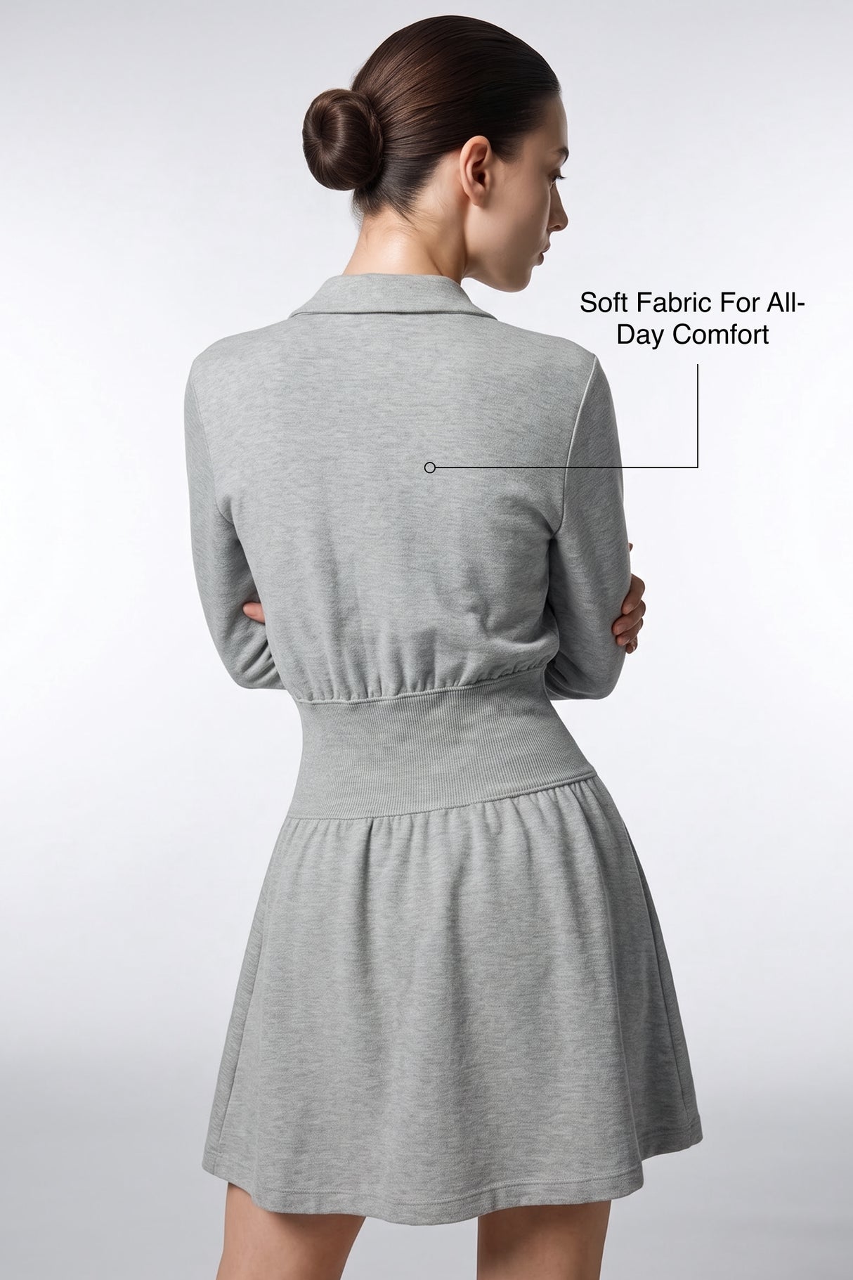 Anywhere™ Ribbed Waistband Front-Zip Dress | Women's Casual Dress