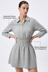 Anywhere™ Ribbed Waistband Front-Zip Dress | Women's Casual Dress