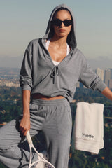 Anywhere™ Ruched V-Neck Hooded Sweatshirt