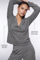 Anywhere™ Ruched V-Neck Hooded Sweatshirt