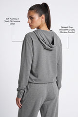 Anywhere™ Ruched V-Neck Hooded Sweatshirt