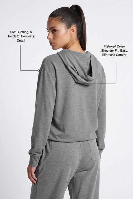 Anywhere™ Ruched V-Neck Hooded Sweatshirt - image 8