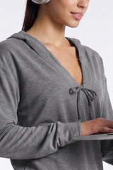 Anywhere™ Ruched V-Neck Hooded Sweatshirt