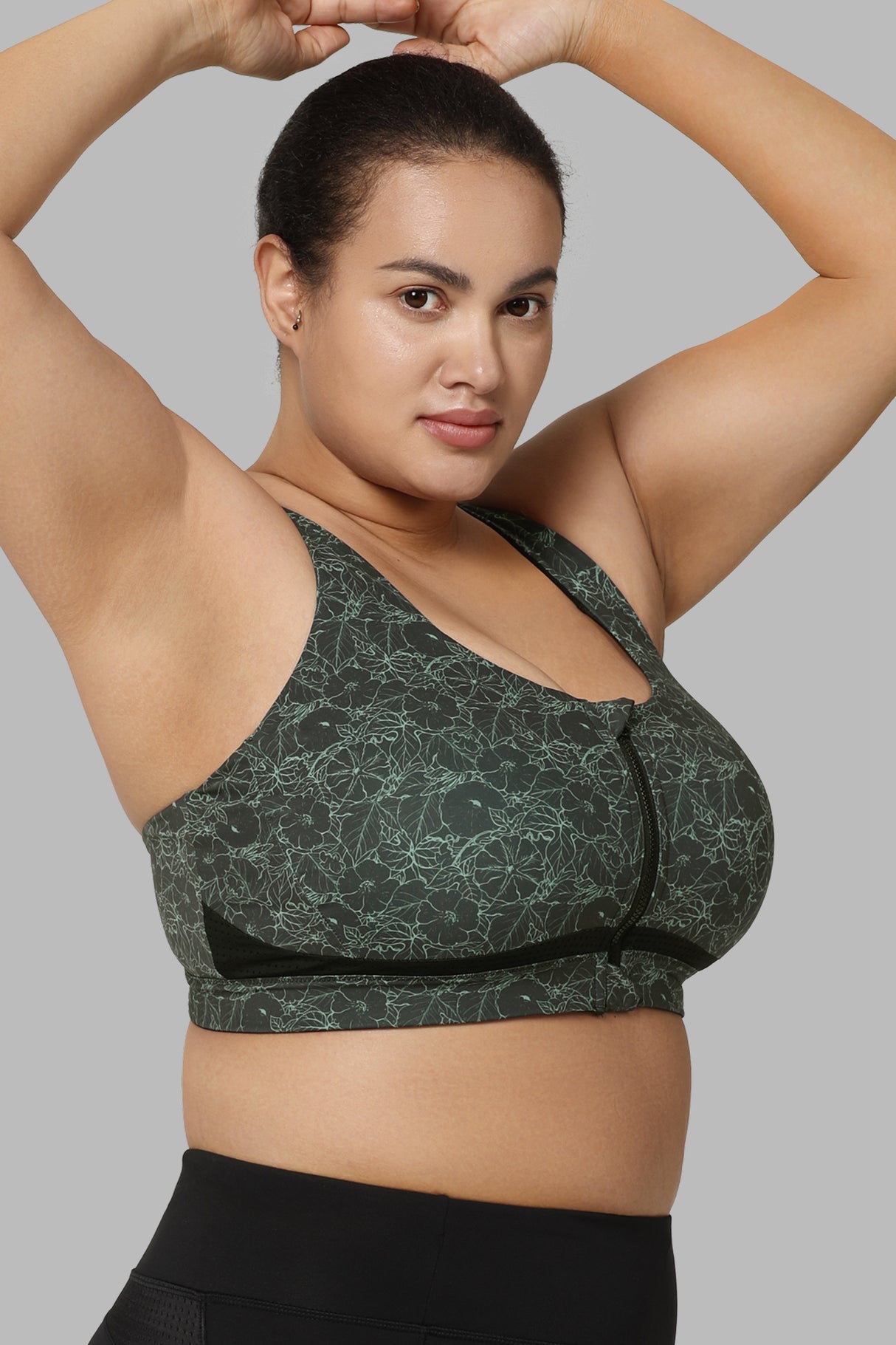 Power™ Zip Front Criss Cross High Support Running Bra | Women's High Support Sports Bra (Plus Size)