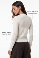 Anywhere™ Refined Cable-Knit Wool Cardigan | Women's Sweaters & Cardigans