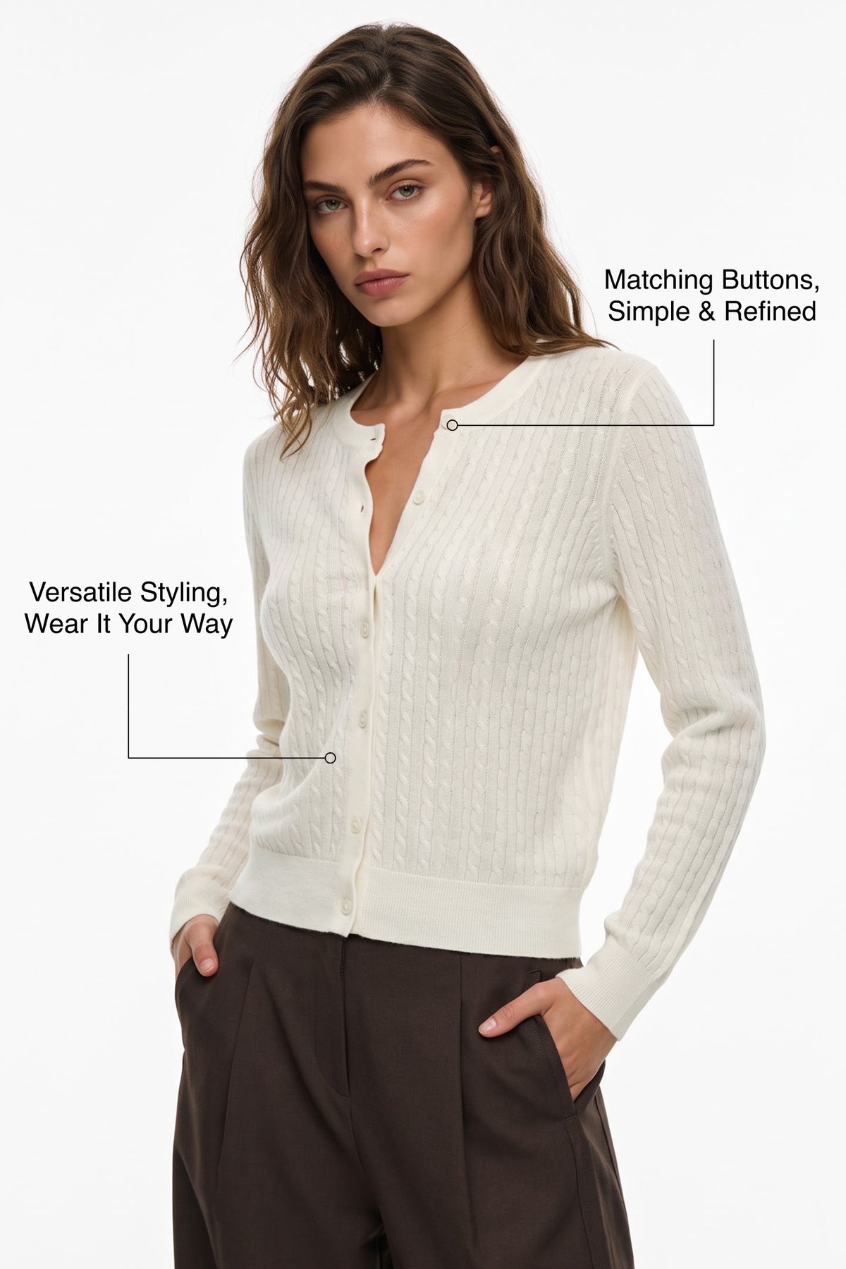 Anywhere™ Refined Cable-Knit Wool Cardigan | Women's Sweaters & Cardigans