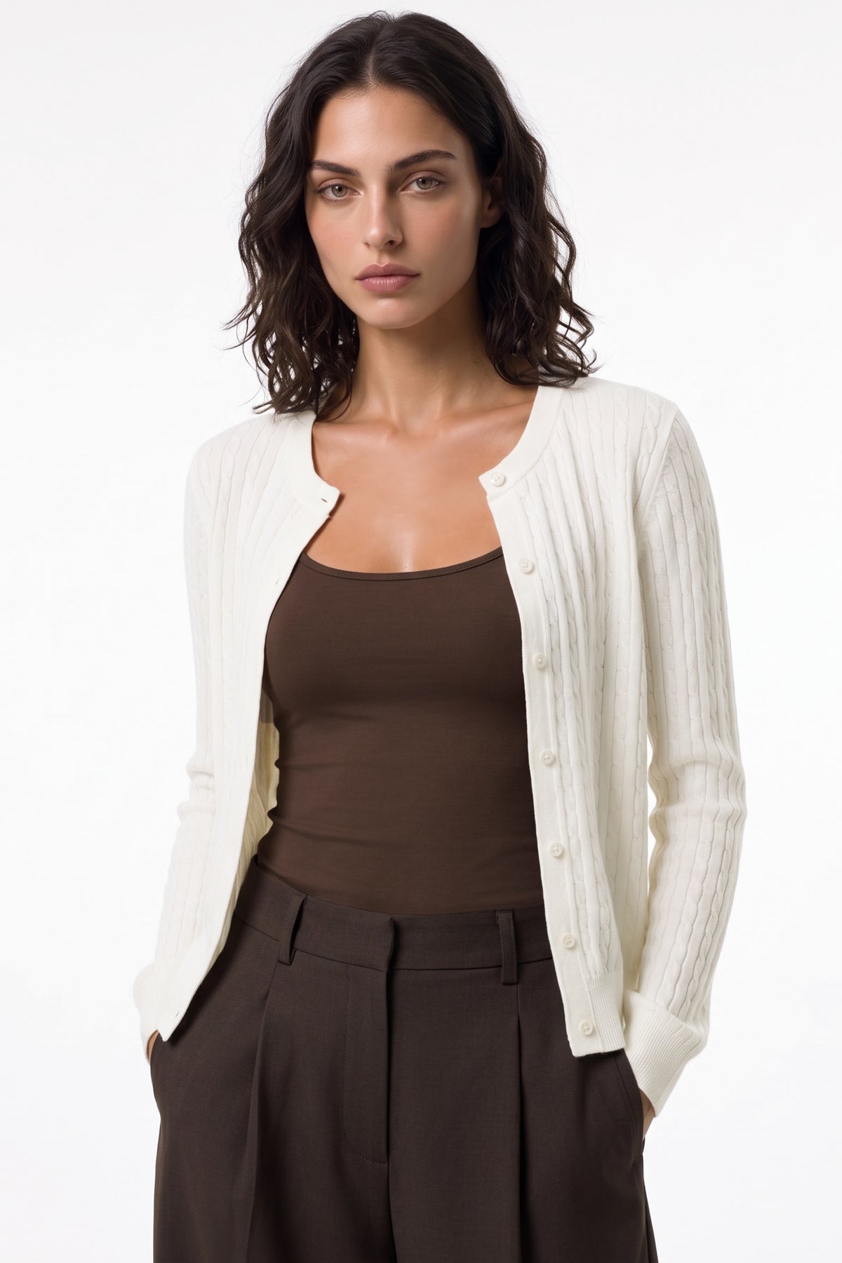 Anywhere™ Refined Cable-Knit Wool Cardigan | Women's Sweaters & Cardigans