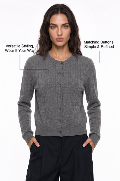 Anywhere™ Refined Cable-Knit Wool Cardigan | Women's Sweaters & Cardigans - image 9