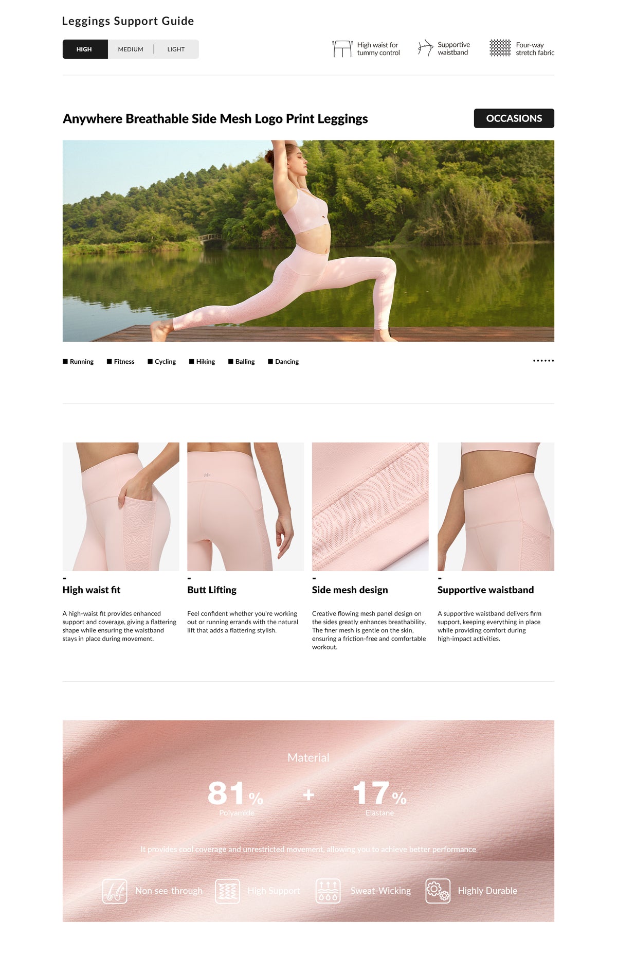 Anywhere™ Breathable Side Mesh Logo Print Leggings 25''| Women's Light Support Leggings