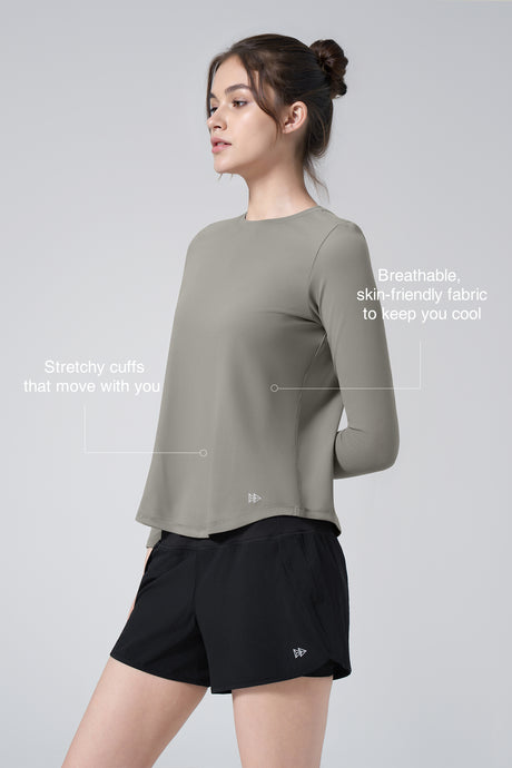 Anywhere™ Solid Color Long Sleeve Shirt| Women's Long Sleeve T-shirt