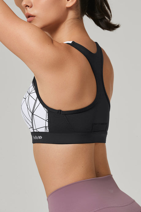 Enfold Zip Front Vadderad Löpar-BH | Sport-BH med Högt Stöd för Damer