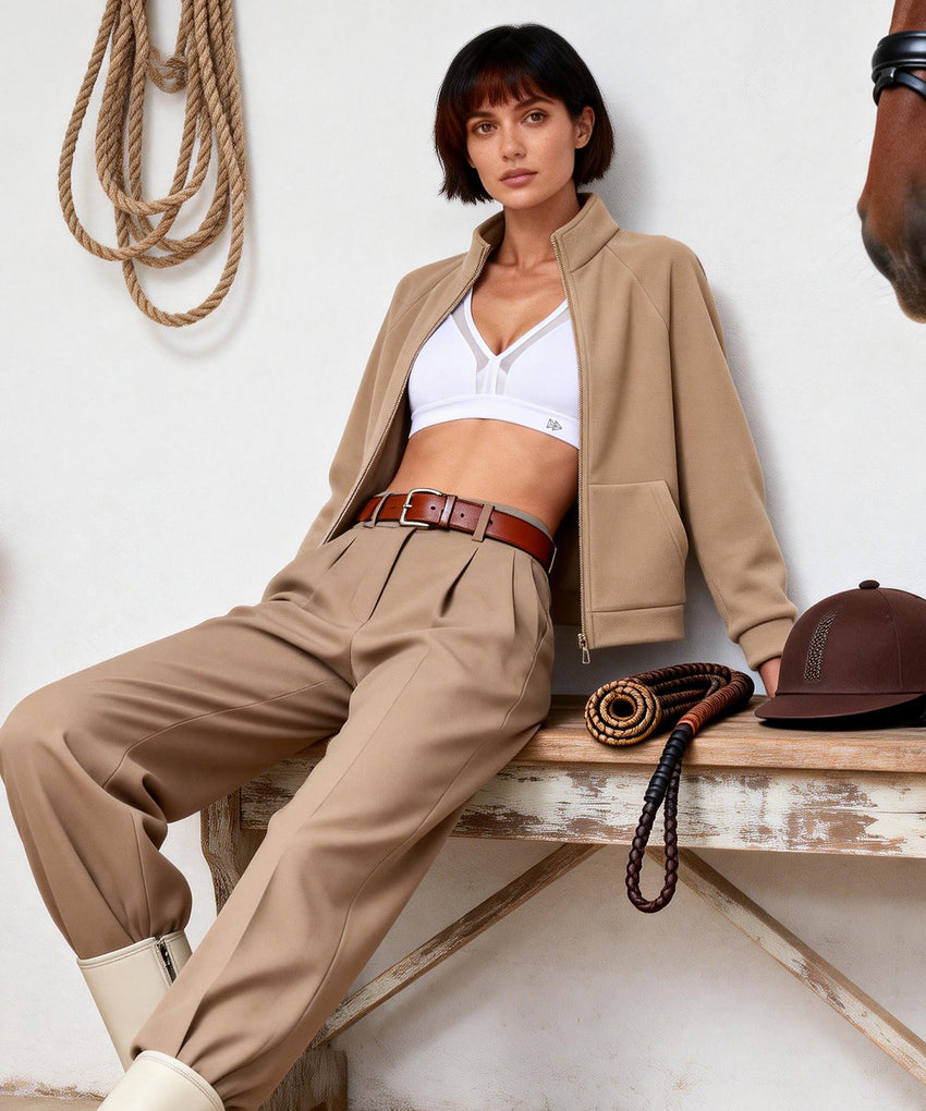 Giacca in pile con collo alto e tasche con cerniera ovunque | Giacca sportiva da donna