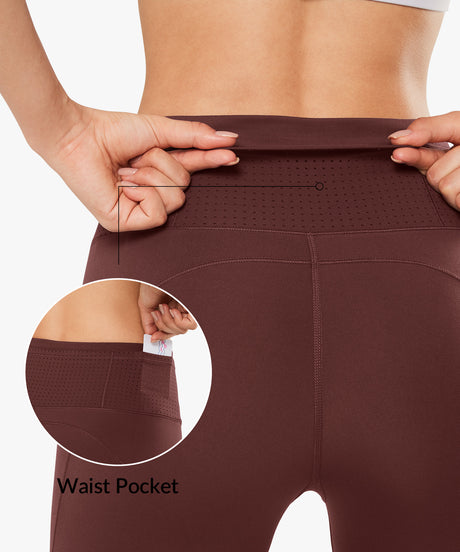 High Waist Sculpting Fitness Gym Leggings 28 Inch | Women's High Support Leggings 15G Coral Red
