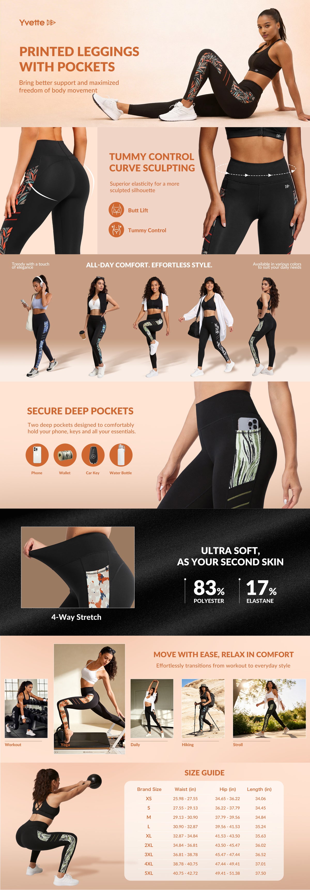Echo High-Waisted Print Lauf-Leggings 26" | Damen-Leggings mit hohem Halt