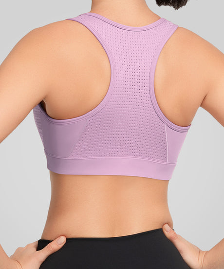 Power Zip Front Breathable Mesh Running Bra | Women's High Support Sports Bra