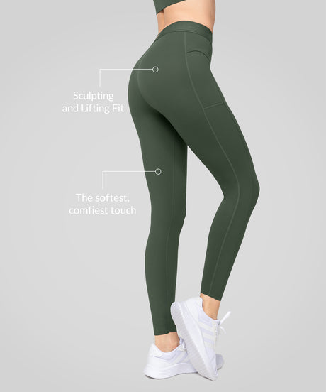 Power™ High Waist Logo Pockets Lined Running Leggings 24'' | Women's High Support Leggings