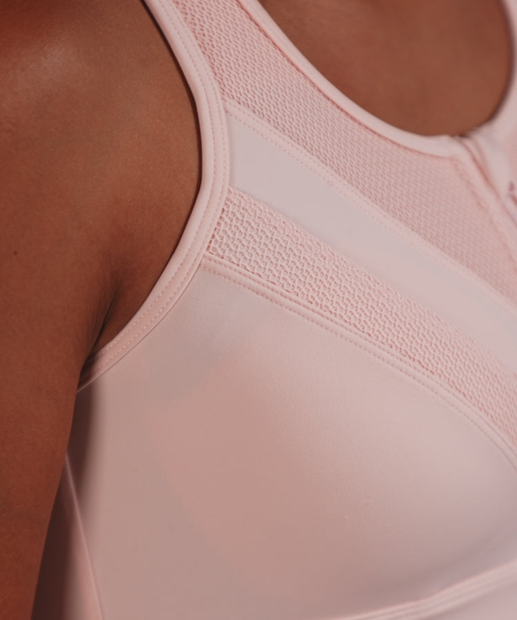 Sujetador para correr acolchado de malla con cremallera Enfold | Sujetador deportivo de alta sujeción para mujer