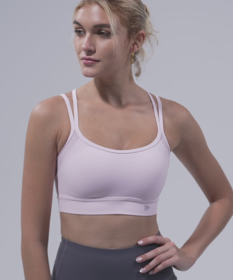 Anywhere Yoga-BH aus transparentem Mesh mit Doppelträgern | Leicht stützender Sport-BH für Damen