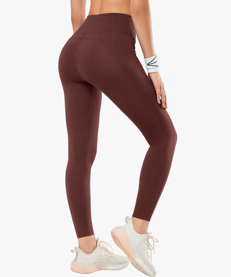 High Waist Sculpting Fitness Gym Leggings 28 Inch | Women's High Support Leggings 15G Coral Red