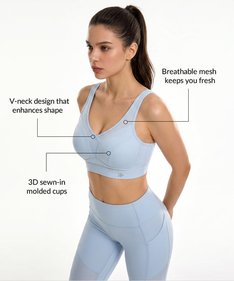 Shift Petal Mesh Adjustable Sports Bra Pink Blue | Women's Medium Support Sports Bra