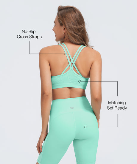 Anywhere No-Slip Crisscross Straps Removable Cups Yoga Bra | Women's Light Support Sports Bra Best For Yoga, HIIT