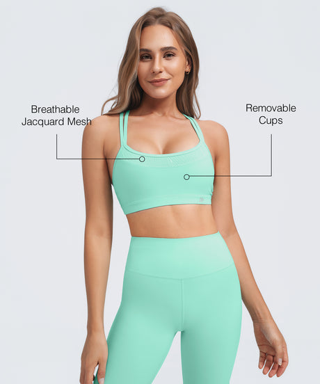 Anywhere No-Slip Crisscross Straps Removable Cups Yoga Bra | Women's Light Support Sports Bra Best For Yoga, HIIT