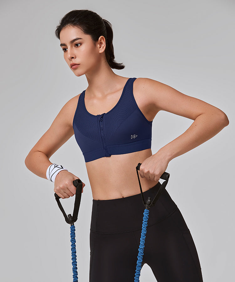 Sujetador deportivo con cremallera Power Classic | Sujetador deportivo de alta sujeción para mujer