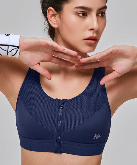 Power Classic Zip Running Bra | Women's High Support Sports Bra