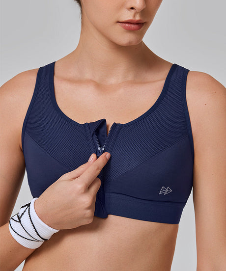 Power Classic Zip Running Bra | Women's High Support Sports Bra