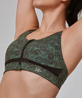 Power Zip Front Criss Cross Padded Running Bra | Women's High Support Sports Bra