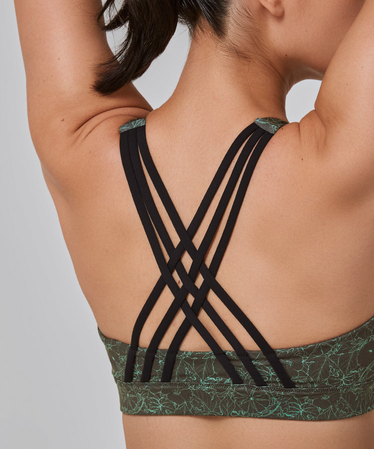 Salsation Criss Cross Bra Green Tiedy（M） Power Zip Front Criss Cross Padded Running Bra | Women's