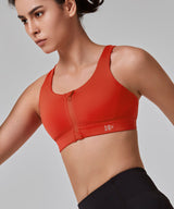 Power Zip Front Criss Cross Vadderad Löpar-BH | Sport-BH med högt stöd för kvinnor