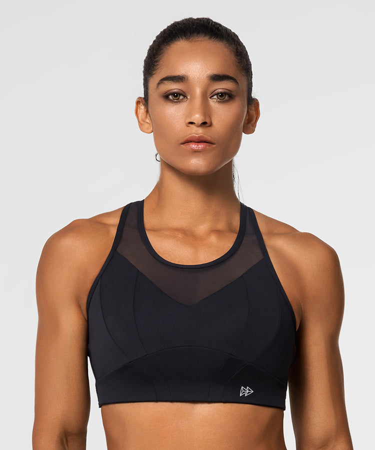 Exerin Womens Padded Strappy Sports Bra Front Mesh India