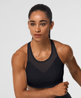 Power Mesh Racerback Padded Running Bra | Women's High Support Sports Bra