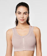 Power Zip Front Breathable Full-Coverage Running Bra | Women's High Support Sports Bra