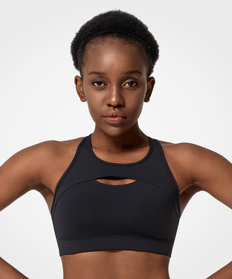 Nike Classic Swoosh Modern Women's Medium Support Sports Bra Black DRI-FIT