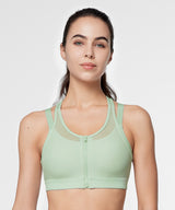 Power Zip Front Breathable Full-Coverage Running Bra | Women's High Support Sports Bra