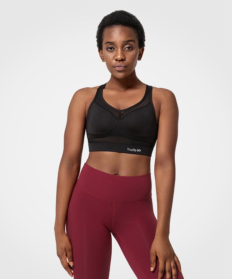 Womens wireless mesh racerback high impact sports bra | Yvettesports