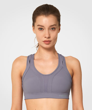 Buy Yvette Sports Bras for Women - High Support Criss-Cross Back Padded  Sports Bras for Large Bust, Grey, 46D at