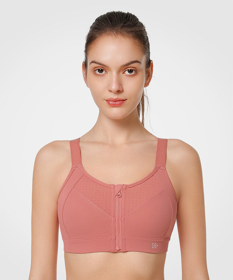 Power Zip Justerbara Band Vadderad Löpar-BH | Sport-BH med Högt Stöd för Damer (Plus Size)