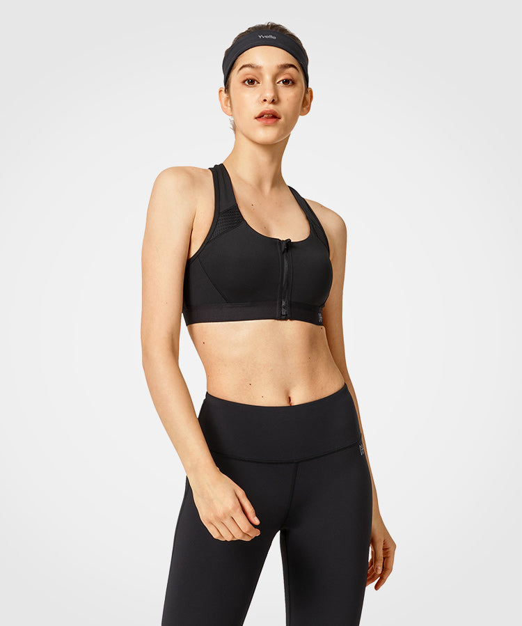 Enfold™ Zip Front Padded Running Bra | Women's High Support Sports Bra (Plus Size)