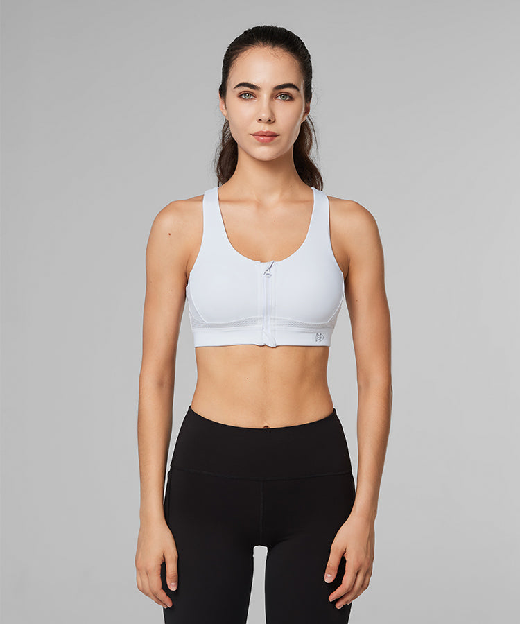 Power Zip Front Criss Cross Padded Running Bra | Women's High