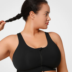 Yvette Zip Front High Support Sports Bra for Women | Racerback Workout Top  for Plus Size | Moisture Wicking Technology