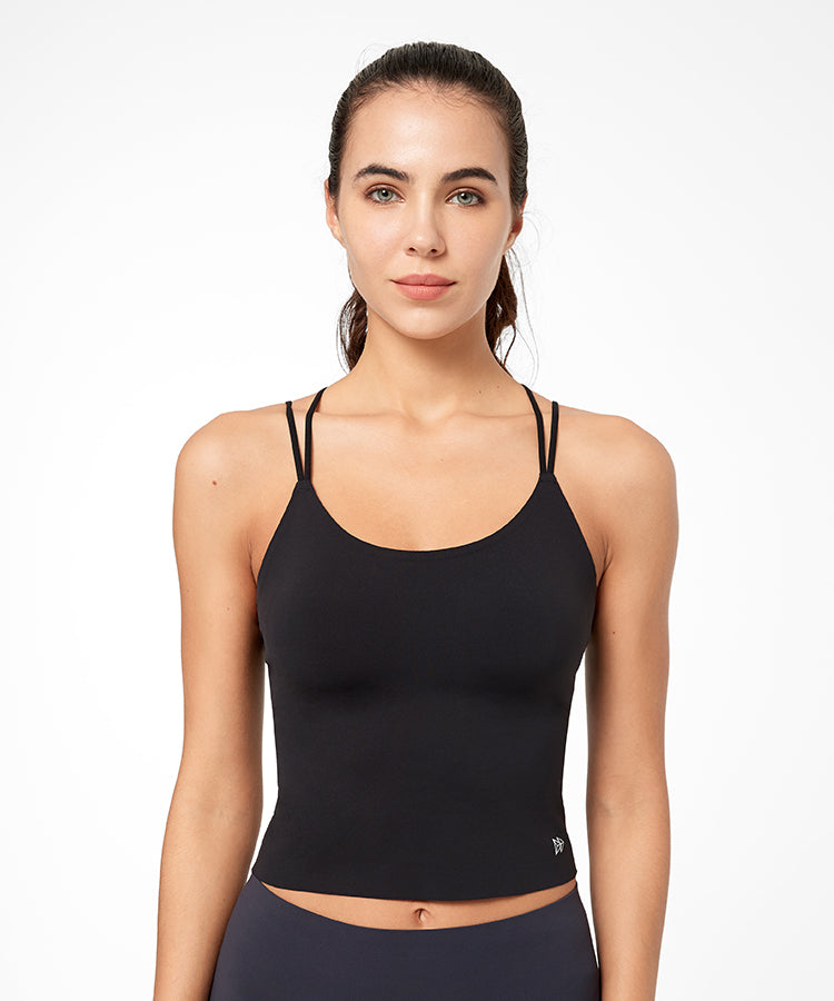 Buy Campeak Women's Solid Strap Cami with Built in Shelf Bra Workout Sport Camisole  Tank Top (Black M) Online at desertcartSeychelles