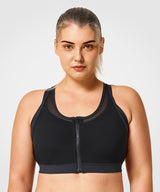 Power Zip Front Breathable Full-Coverage Running Bra | Women's High Support Sports Bra