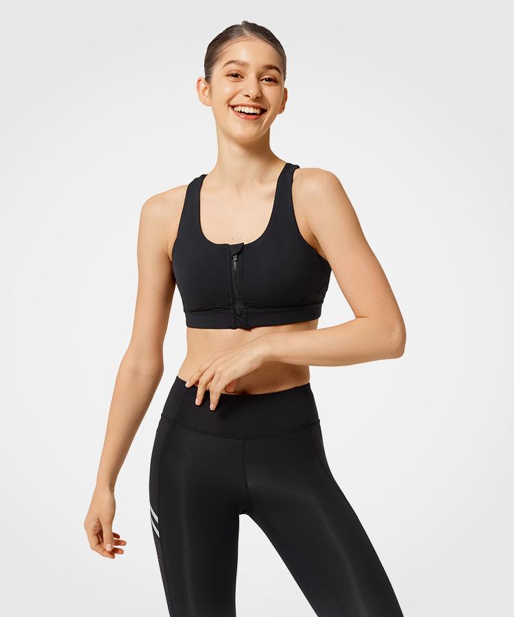 Womens criss cross zip front high impact sports bra | Yvettesports